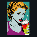 Retro Pop Art Collection Poster<br><div class="desc">Dieses Design ist spielerisch und inspiriert, kombiniert Elemente der Pop-Kunst mit Vintager Gastkultur. Das zentrale Bild ist ein lächelndes Mädchen mit einem großen, cremigen Milchshake, umgeben von kühlen, farbenfrohen Grafiken. Der Gesamteffekt ist lustig und sicher, eine Touch von Launen zu jedem Raum hinzuzufügen.</div>