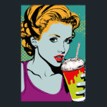 Retro Pop Art Collection Poster<br><div class="desc">Dieses Design ist spielerisch und inspiriert,  kombiniert Elemente der Pop-Kunst mit Vintager Gastkultur. Das zentrale Bild ist ein lächelndes Mädchen mit einem großen,  cremigen Milchshake,  umgeben von kühlen,  farbenfrohen Grafiken. Der Gesamteffekt ist lustig und sicher,  eine Touch von Launen zu jedem Raum hinzuzufügen.</div>