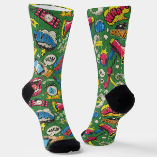 Retro-Pop-Art-Comic-Boom-Muster - Socken als Gesch