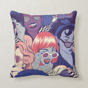 Retro Pop Art Comic Girls Nahtlose Muster. Backgr Kissen