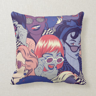 Retro Pop Art Comic Girls Nahtlose Muster. Backgr Kissen