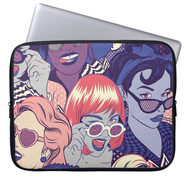 Retro Pop Art Comic Girls Nahtlose Muster. Backgr Laptopschutzhülle (Vorderseite)