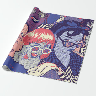 Retro-Pop-Art-Comic-Mädchen nahtloses Muster. Hint Geschenkpapier