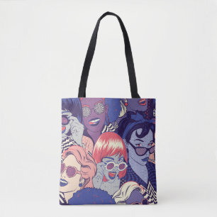 Retro-Pop-Art-Comic-Mädchen nahtloses Muster. Hint Tasche