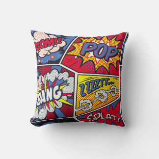 Retro-Pop-Art, Comic-Schreimuster. Kissen