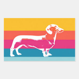 Retro-Pop-Art-Dachshund-Silhouette Rechteckiger Aufkleber