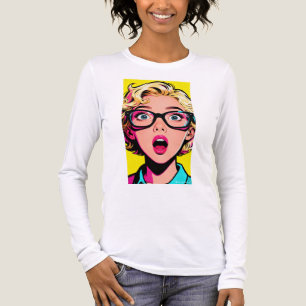 Retro-Pop-Art-Frau-Langarm-T-Shirt Bunt Tri-Blend Shirt