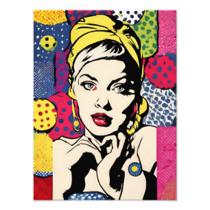Retro-Pop-Art-Frauenporträt Fotodruck