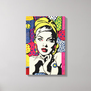Retro-Pop-Art-Frauenporträt Leinwanddruck