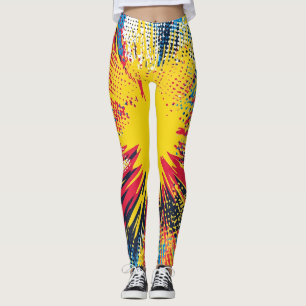 Retro-Pop-Art Gelbe Explosion Comic Leggings