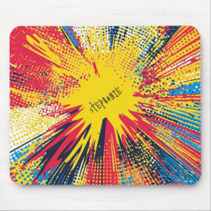 Retro-Pop-Art Gelbe Explosion Comic Mousepad