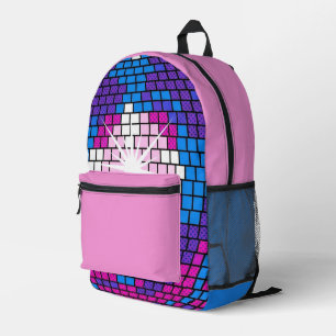 Retro-Pop-Art-Geometrischer-verspiegelter-Disco-Ba Bedruckter Rucksack