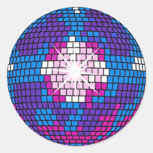 Retro-Pop-Art-Geometrischer verspiegelter Disco-Ba Runder Aufkleber
