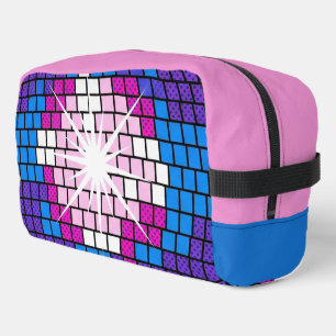 Retro-Pop-Art-Geometrischer-verspiegelter-Disco-Ba Waschbeutel