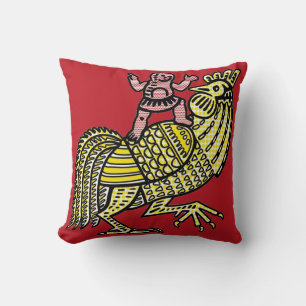 Retro-Pop-Art-Hahn mit Figur Ben-Day-Punkt Kissen