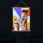 Retro Pop Art Hübsche Dame Backen Wandteppich Mit Holzrahmen<br><div class="desc">Farbenfrohe Retro Pop Kunst tätowierte Mädchen Kochen in der Küche.</div>