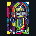 Retro Pop Art Jukebox Poster<br><div class="desc">Hochwertige Grafik einer Retro Jukebox im Pop Art Stil. Das Design zeichnet sich durch dicke,  schwarze Konturen und kühne,  lebendige,  kollidierende Farben aus.</div>