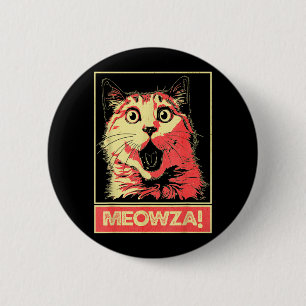 Retro-Pop-Art-Katze Meowza Lustige überraschte Kat Button