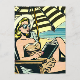 Retro Pop Art Lady | Just Sprichwort Hi Postkarte
