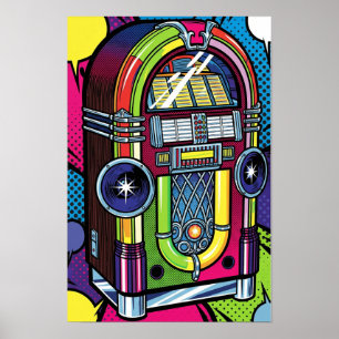 Retro-Pop-Art-Musikbox Poster
