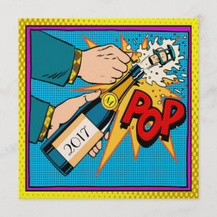 Retro Pop Art Party, Neujahr, Einladung