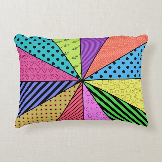 Retro Pop Art Patchwork Dekokissen (Vorderseite)