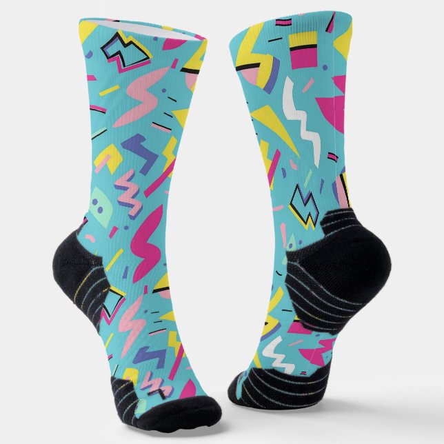 Retro Pop Art Pattern der 90er Socken (Gewinkelt)