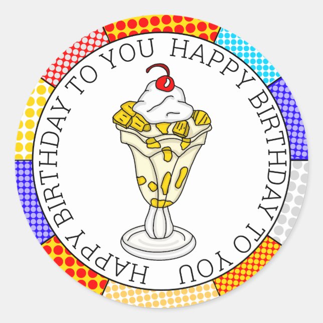 Retro Pop Art Pineapa Runder Aufkleber (Vorderseite)