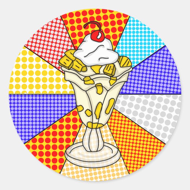 Retro Pop Art Pineapa Runder Aufkleber (Vorderseite)