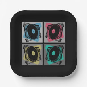 Retro-Pop-Art-Plattenspieler Pappteller