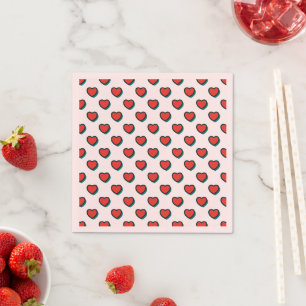 Retro-Pop-Art-Rot-Blau-Rosa-Herzen-Muster Serviette