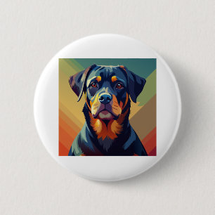 Retro Pop Art Rottweiler - Farbiges Dog Portrait Button
