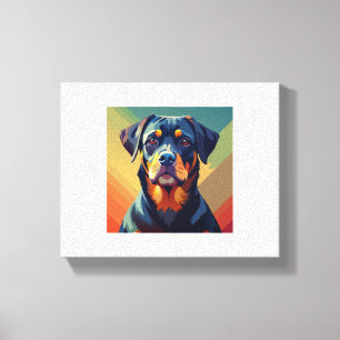 Retro Pop Art Rottweiler - Farbiges Dog Portrait Leinwanddruck