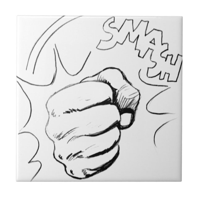 Retro Pop Art Smash Sketch Fliese (Vorderseite)