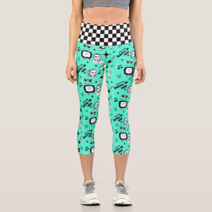 Retro Pop Art Style 1950er Style Graphics Capri Leggings