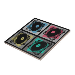 Retro Pop Art Turntable Fliese