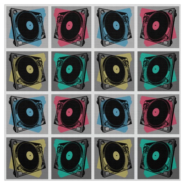 Retro Pop Art Turntable Stoff (Muster)