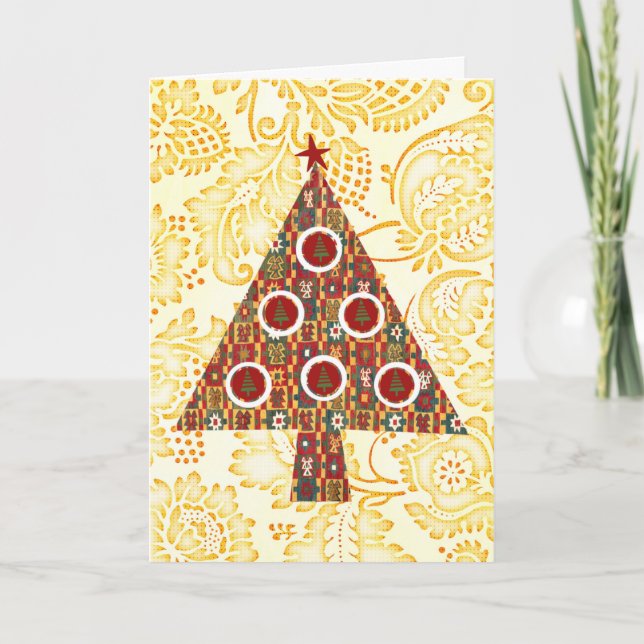 Retro Pop Art Weihnachtsbaum Weihnachtskarte Karte (Vorderseite)