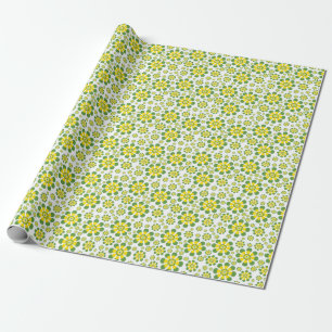 Retro-Pop-Blume in Gelb und Grün Geschenkpapier