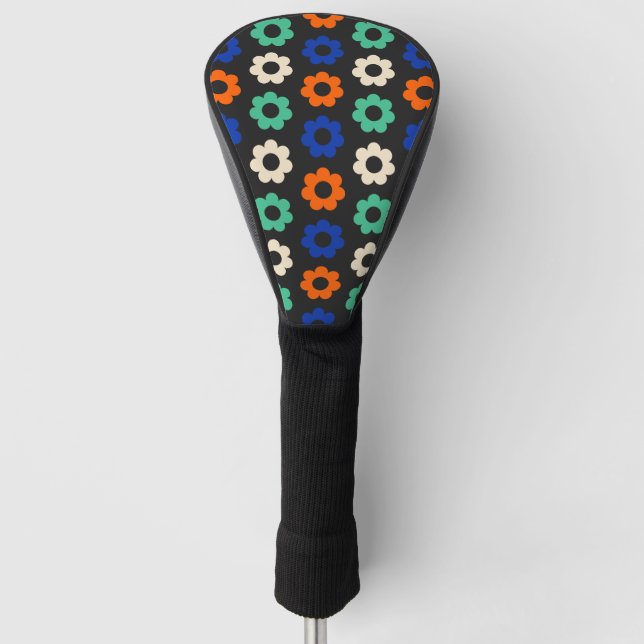 Retro-Pop-Blumenmuster Damen Golf Driver Headcover (Vorderseite)