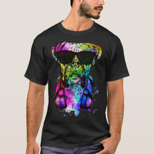 Retro Pop Boxer Dog Portrait mit Kopfhörern T-Shirt