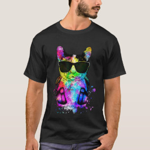 Retro-Pop Calico Cat Portrait mit Kopfhörern T-Shirt