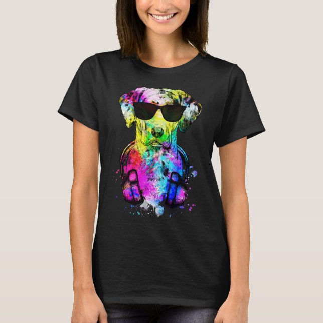 Retro Pop Catahoula Leopard Dog Portrait mit Kopf T-Shirt (Vorderseite)
