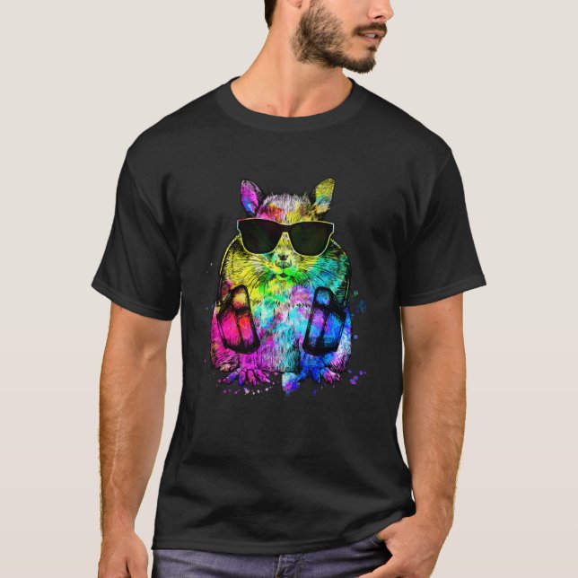 Retro Pop Chipmunk Striped Squirrel Gamer Headphon T-Shirt (Vorderseite)