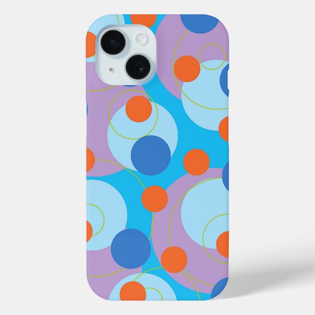 Retro Pop Circles Blue & Orange Dots Funky Groovy title_seo2 (Rückseite)