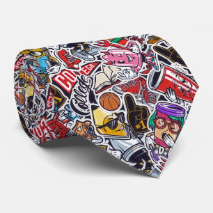 Retro-Pop-College-Druck-Halstuch Krawatte