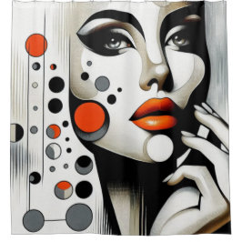 Retro Pop Diva: Geometrisches Design Abstrakte Kun Duschvorhang