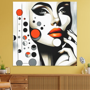 Retro Pop Diva: Geometrisches Design Abstrakte Kun Leinwanddruck