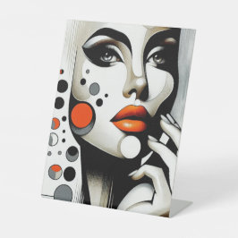Retro Pop Diva: Geometrisches Design Abstrakte Kun Sockelschild
