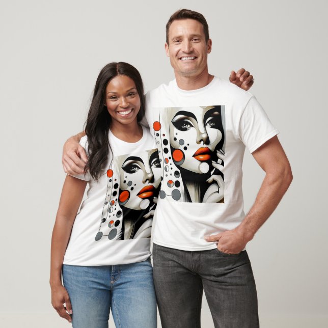 Retro Pop Diva: Geometrisches Design Abstrakte Kun T-Shirt (Unisex)